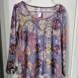 LuLaRoe New Women's Small Colorful Geometric Long Sleeve Blouse Shirt